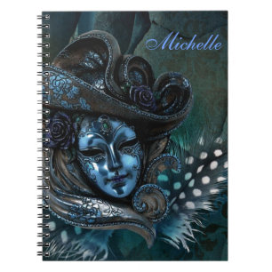 Carnival Mask-Blue Damask Note Book