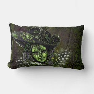 Carnival Mask -Peridot Masquerade Throw Pillows
