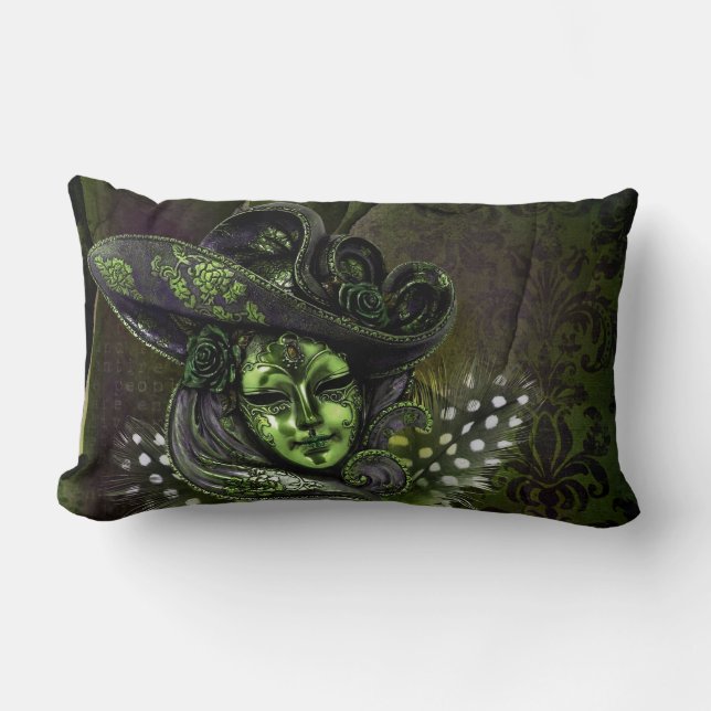 Carnival Mask -Peridot Masquerade Throw Pillows (Front)