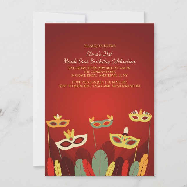 Carnival Masks Invitation (Front)