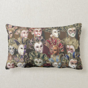 Carnival Masks, Italy, Pillow, Burgundy back Lumbar Cushion