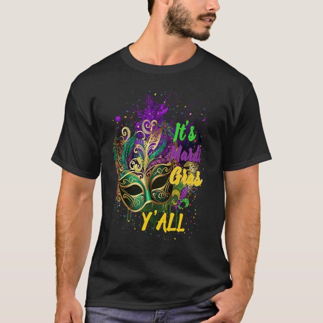 Carnival Masquerade Mask Mardi Gras Yall Cool T-Shirt (Front)