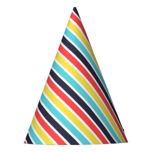 Carnival Multi Diagonal Stripe Party Hat