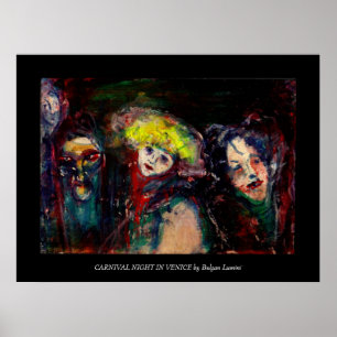 CARNIVAL NIGHT IN VENICE Venetian Masquerade Masks Poster