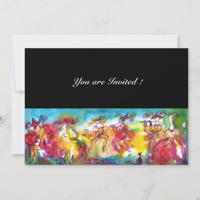 CARNIVAL NIGHT, Mardi Gras Masqureade ,Dance,Music Invitation (Front)