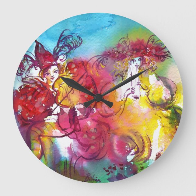 CARNIVAL NIGHT / Venetian Masquerade,Dance Music Large Clock (Front)