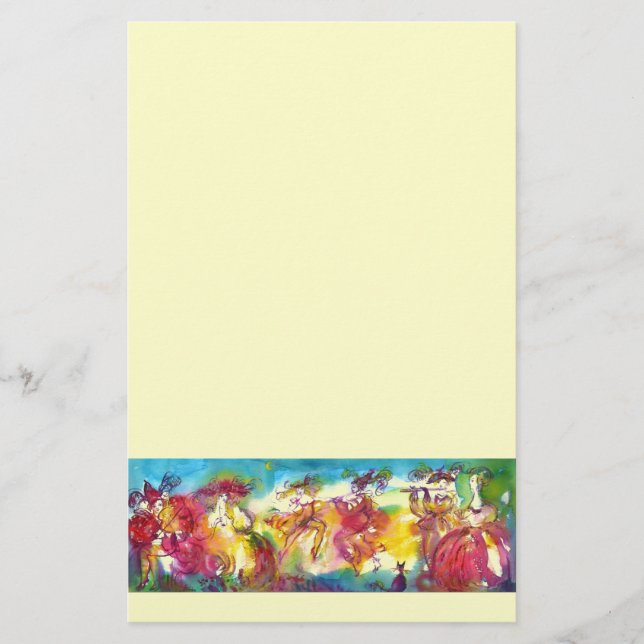 CARNIVAL NIGHT / Venetian Masquerade,Dance Music Stationery (Front)