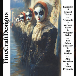 Carnival Noir Painted Face Actors BJ9 Decoupage Tissue Paper