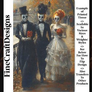 Carnival Noir Skull Mask Actors BK2 Decoupage Tissue Paper