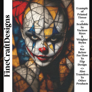 Carnival Noir Unusual Clown Face CD3 Decoupage Tissue Paper