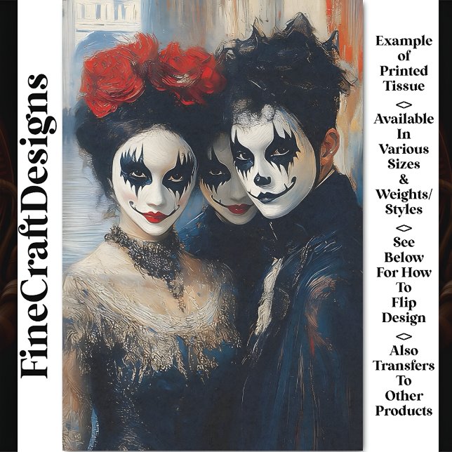 Carnival Noir Victorian Mime Actors BJ8 Decoupage Tissue Paper (Creator Uploaded)