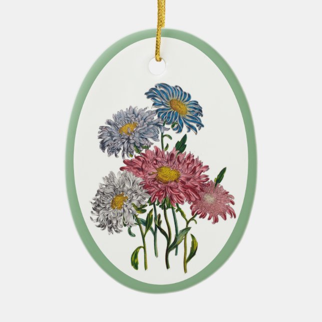 Carnival of flowers: China Asters Ceramic Tree Decoration (Front)
