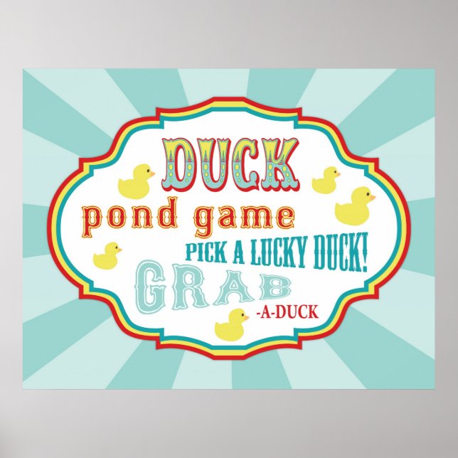 Carnival or Circus Duck Pond Game Sign (Front)