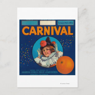 Carnival Orange LabelAnaheim, CA Postcard