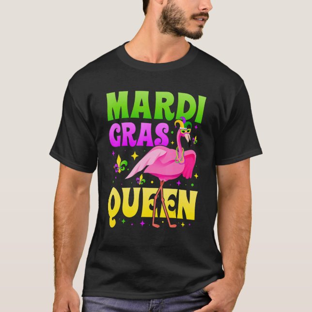 Carnival Party Flamingo Queen Mardi Gras Mask 1 T-Shirt (Front)
