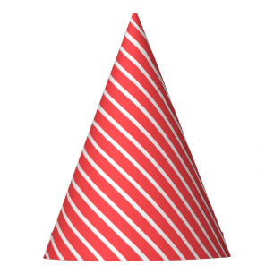 Carnival Red Diagonal Stripe Birthday Party Hat
