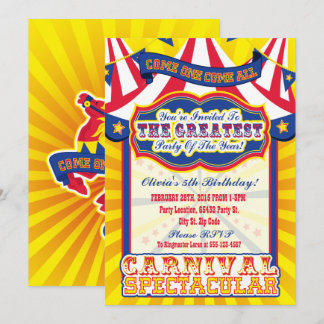Carnival Spectacular Birthday Invitations