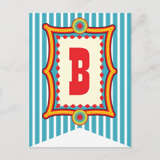 Carnival Stripe Party Bunting Banner Post Card (Front)