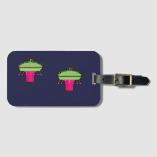 carnival swings on navy blue luggage tag