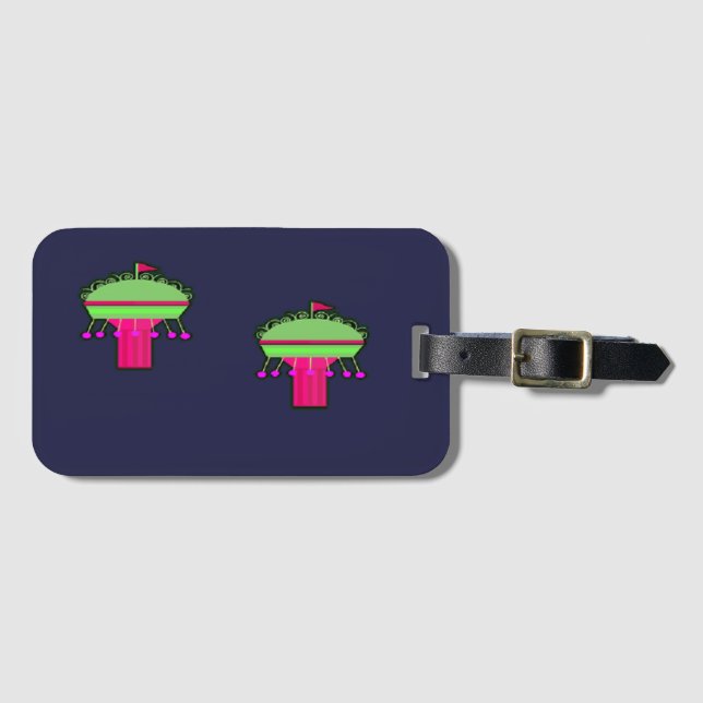 carnival swings on navy blue luggage tag (Front Horizontal)