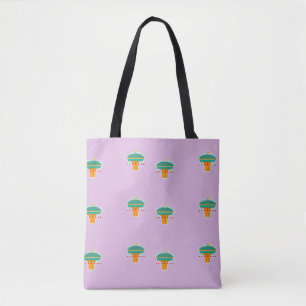 carnival swings on purple tote bag