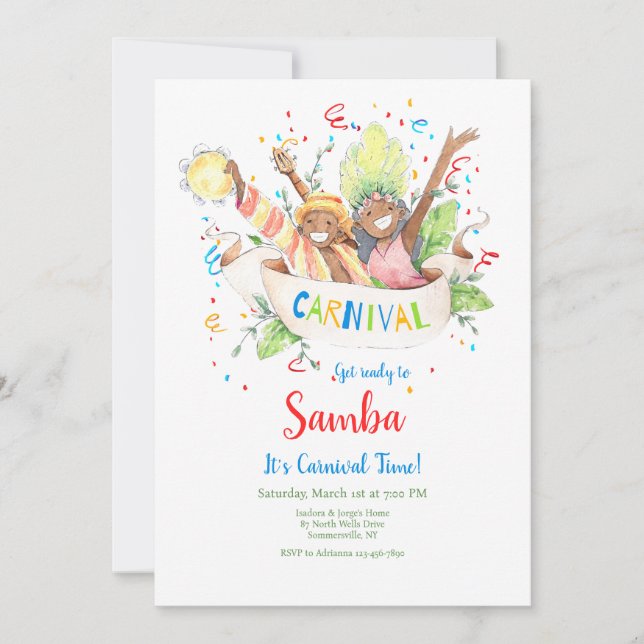Carnival Time Couple Invitation (Front)