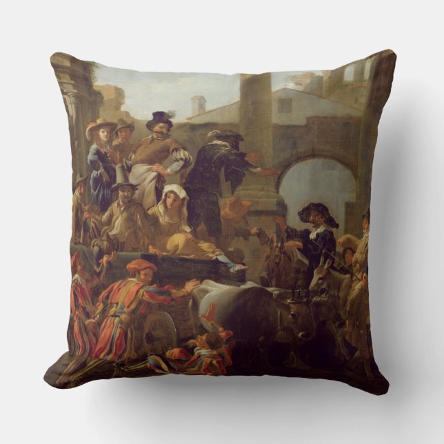 Carnival Time in Rome, 1653 (oil on canvas) Cushion (Front)