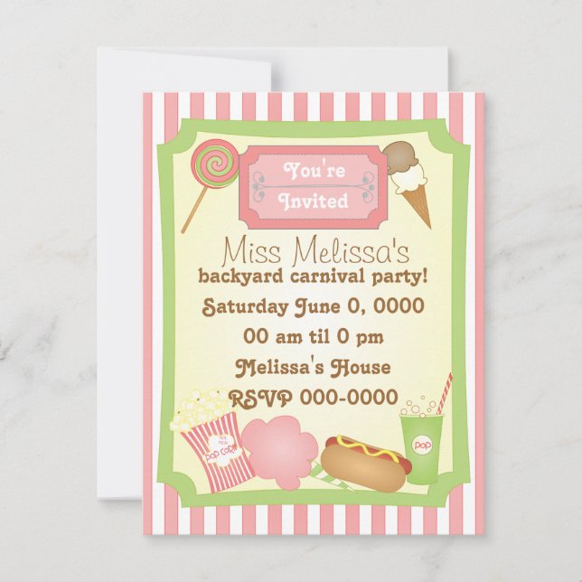 Carnival Treats Invitation (Front)