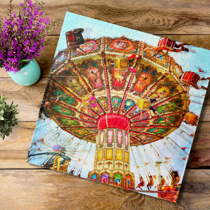 Carnival vintage retro swing ride photo colourful jigsaw puzzle