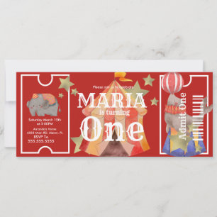 Carnival Watercolor Circus Birthday Ticket Party   Invitation