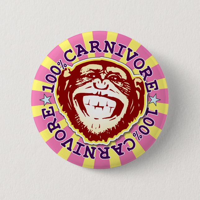 Carnivore 100% Funny Funky Monkey Badge (Front)