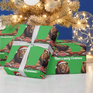 carnivore lion Christmas holiday Wrapping Paper