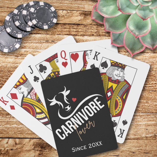 Carnivore Lover Stylish Black Playing Cards (Carnivore Lover playing card set.)