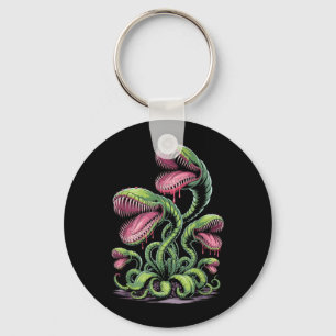 Carnivorous Plant Monster Illustration With Teeth Key Ring