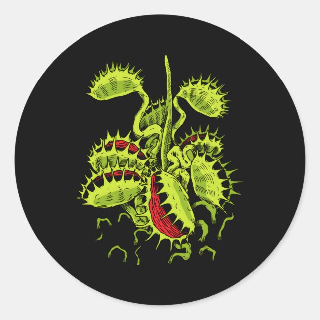 Carnivorous Plant Venus Fly Trap Botanical Classic Round Sticker (Front)