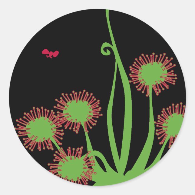 Carnivorous Sundew Plant Classic Round Sticker (Front)