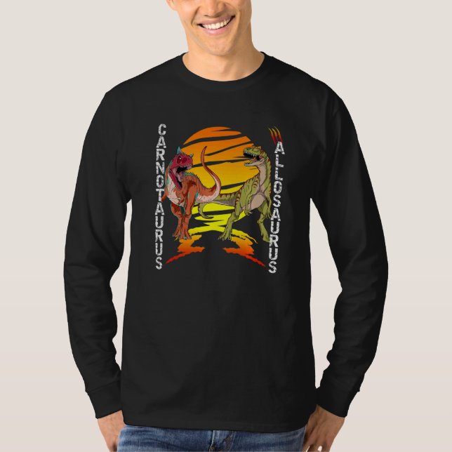 Carnotaurus Allosaurus Double Dinosaur Attack T-Shirt (Front)