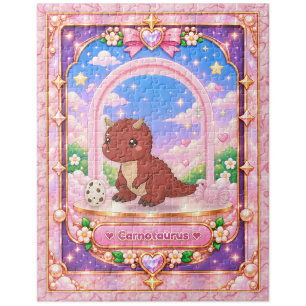 Carnotaurus Dinosaur, Kawaii Art Jigsaw Puzzle