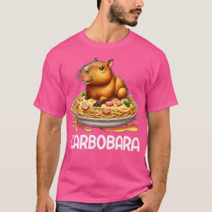Carobara Carbonara Pasta Noodles Funny Capybara T-Shirt