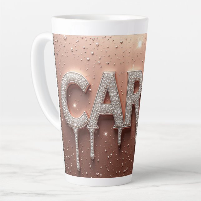 Carol Name in Dripping Gold Latte Mug (Left Angle)