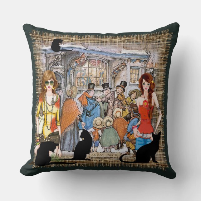 Carol Singers in old Amsterdam Cushion (Front)