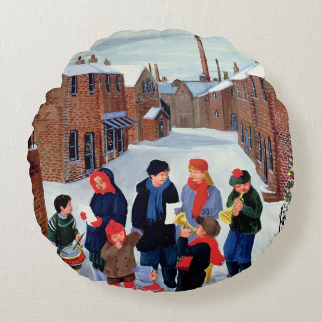Carol Singers Round Cushion (Front)