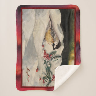 Carol the Chick-a-Dee with Mistletoe Sherpa Blanket