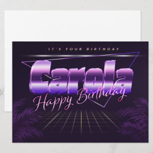 Carola Name Vorname lila retro Karte Geburtstag Card