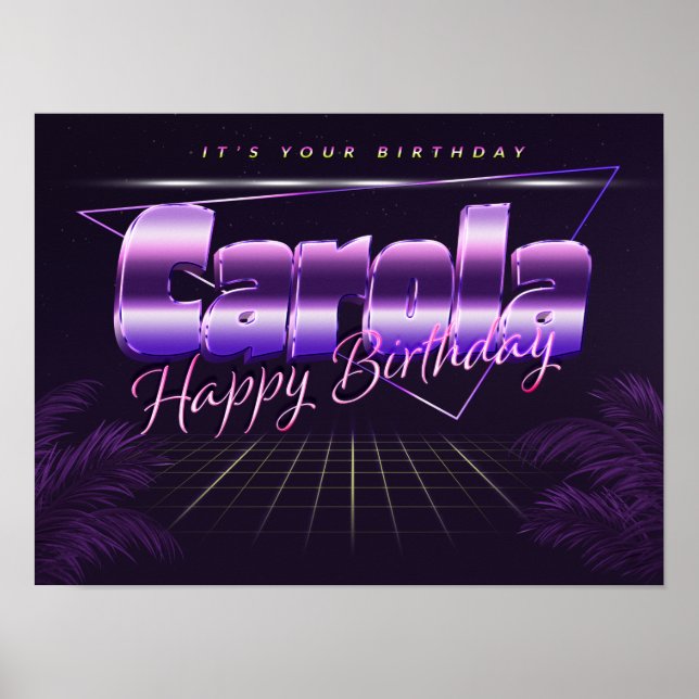 Carola Name Vorname lila retro Poster Geburtstag (Front)