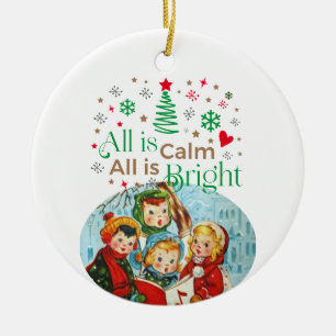 CAROLERS Silent Night All is Calm Family Photo Ceramic Tree Decoration