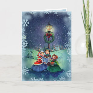 CAROLERS & SNOWFLAKES byt SHARON SHARPE Holiday Card