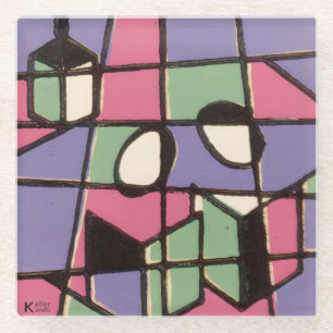 Carolers Stainglass Glass Coaster