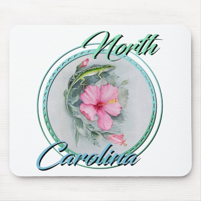 Carolina Anole & Hibiscus Mouse Pad (Front)