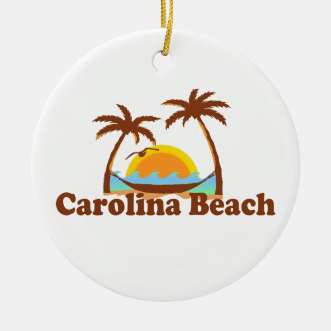 Carolina Beach. Ceramic Tree Decoration (Front)